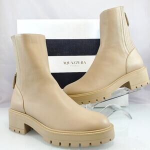 NWT$875 AQUAZZURA Saint Honoré Leather Combat Chunky Ankle Boots Sz 37, US 7